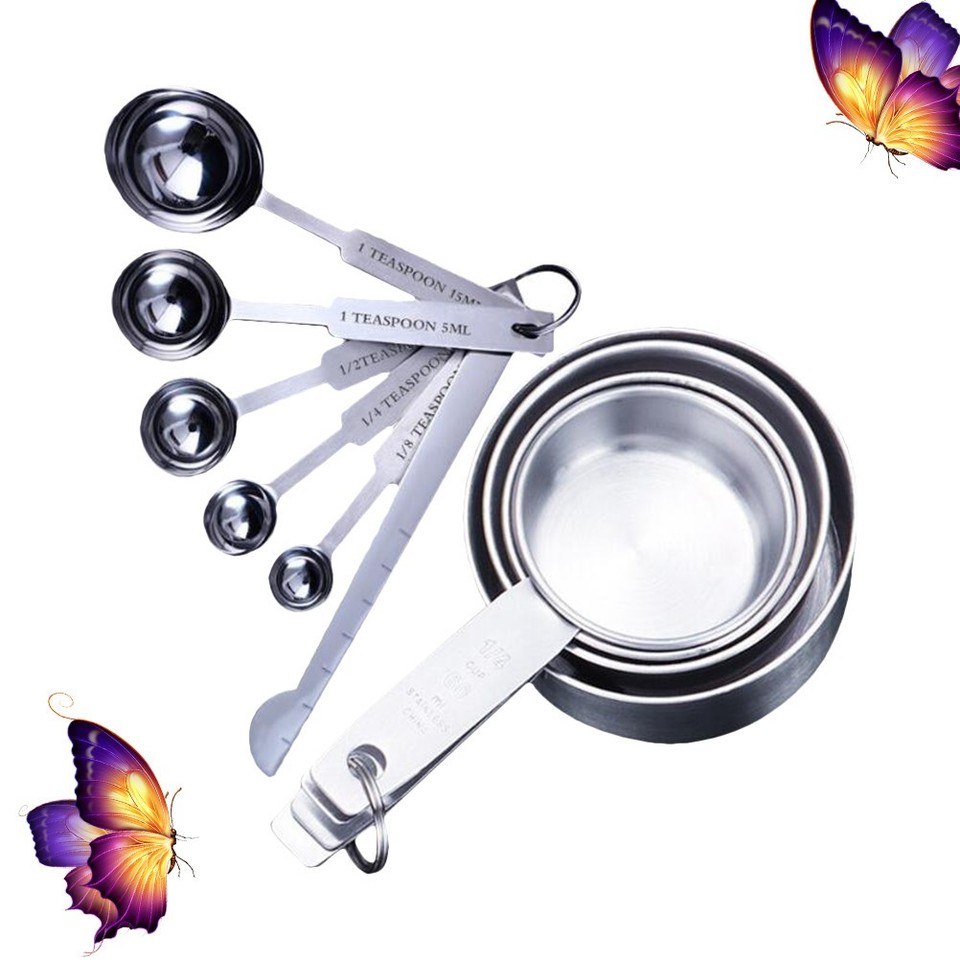 Stainless Steel Kitchen Measuring Cup and Spoon Set with Sturdy ...