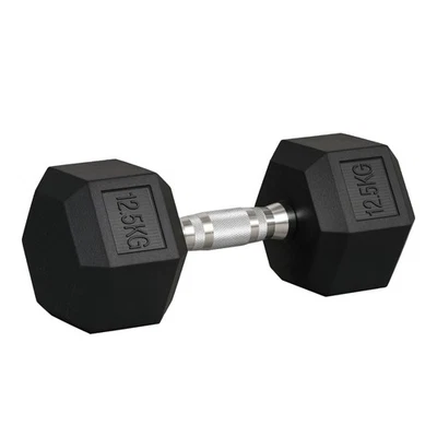 HOMCOM 12.5KG Single Rubber Hex Dumbbell Portable Hand Weights for Home Gym