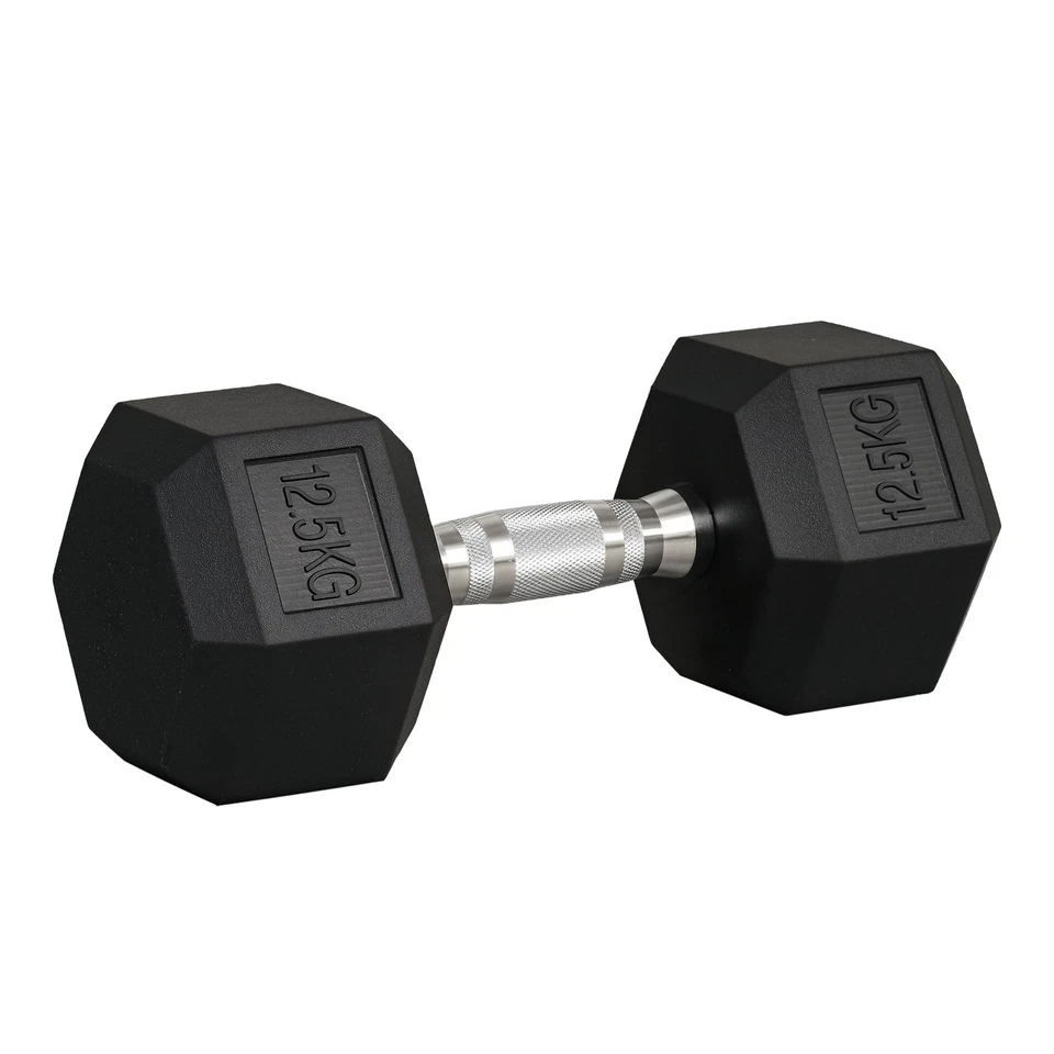 HOMCOM 12.5KG Single Rubber Hex Dumbbell Portable Hand Weights for Home Gym, photo 1 of 5