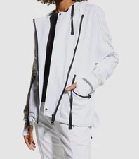 Blanc Noir Women White Two Way Zipper Anorak Jacket Coat Size M