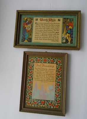 Two 1920's Motto Prints  Maurine Hathaway True Friendship & Ella Wheeler Wilcox