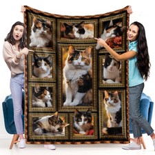 Calico Cat Blanket Twin Size 60x80 Inch Fuzzy Soft Throw Flannel Fleece