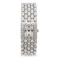 Chaumet Paris Etanche Stainless Steel Diamond Tank Watch