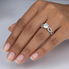 Solid Platinum Side Stone Engagement Ring 1.08 CT Round Lab-Grown Diamond F VS1