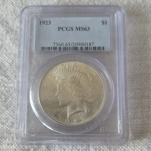 1923 U.S. $1 Peace Silver Dollar PCGS MS63
