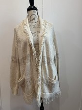 TEJIDO BABY ALPACA ORGANIC PIMA COTTON FRINGE CARDIGAN SWEATER MADE PERU One SZ