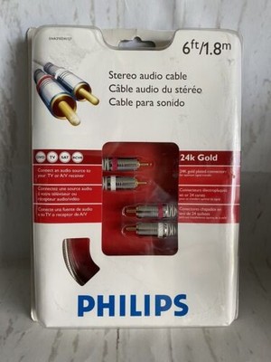 Philips 6Ft Stereo Audio Cable SWA3102W/27 24K Gold Plated Connectors