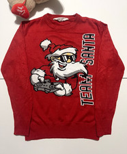 H M Unisex Kids 8-10 Red Team Santa Christmas Pullover Sweater Knit