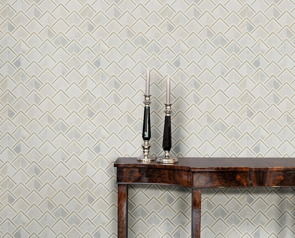 Luxor Kona Gold Stone Metal Mesh-Mounted Mosaic Tile for Bathroom, Kitchen Backs - Image 2 of 4