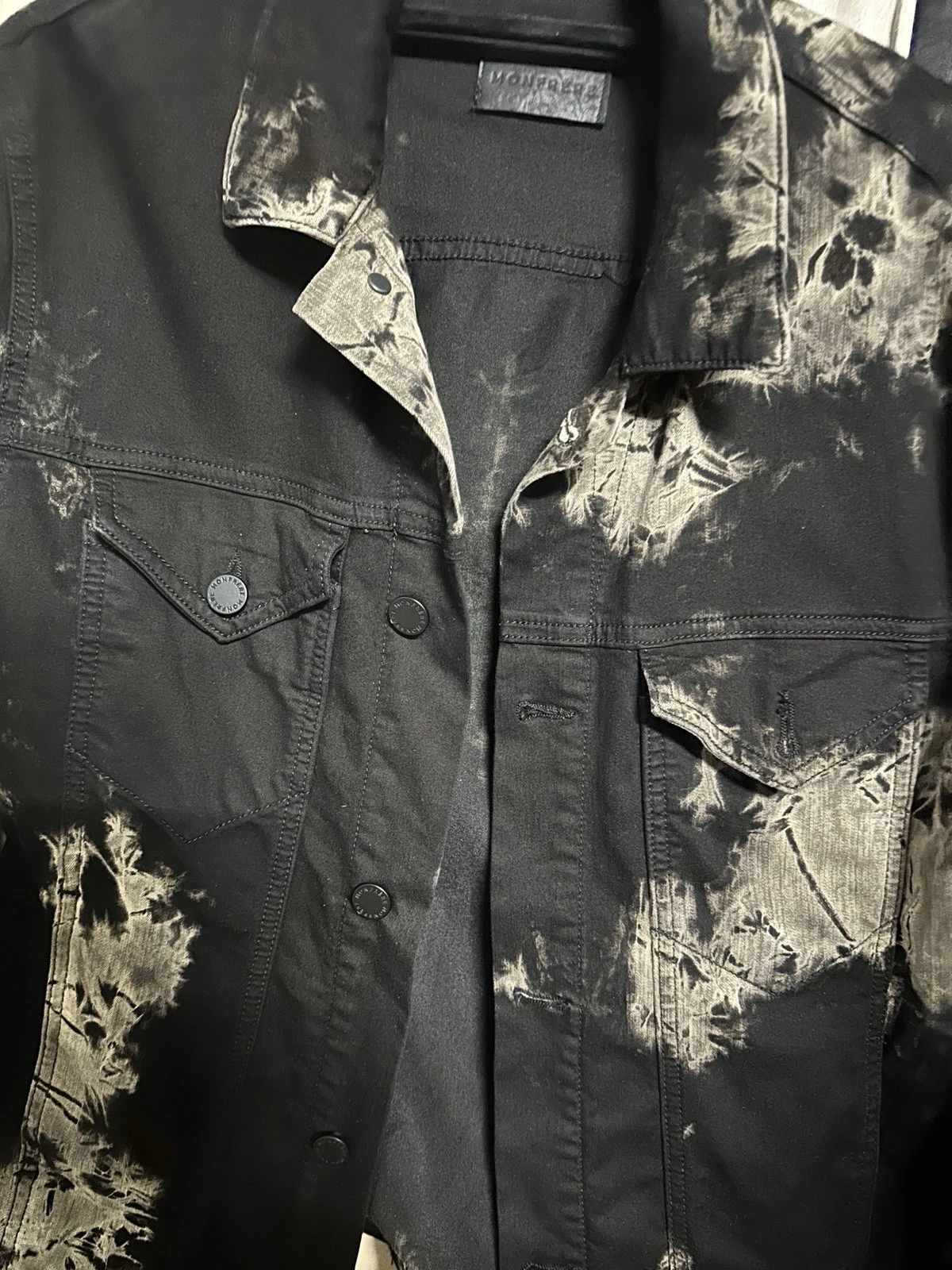 Monfrere Sandstorm Black Acid Wash Denim Jacket Size Small. image 3