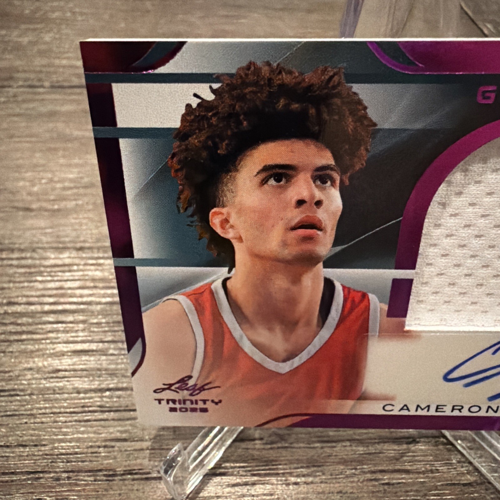 Cam Boozer  Patch Auto 2025 Leaf Trinity Purple Number 2/7 Grizzlies view 4