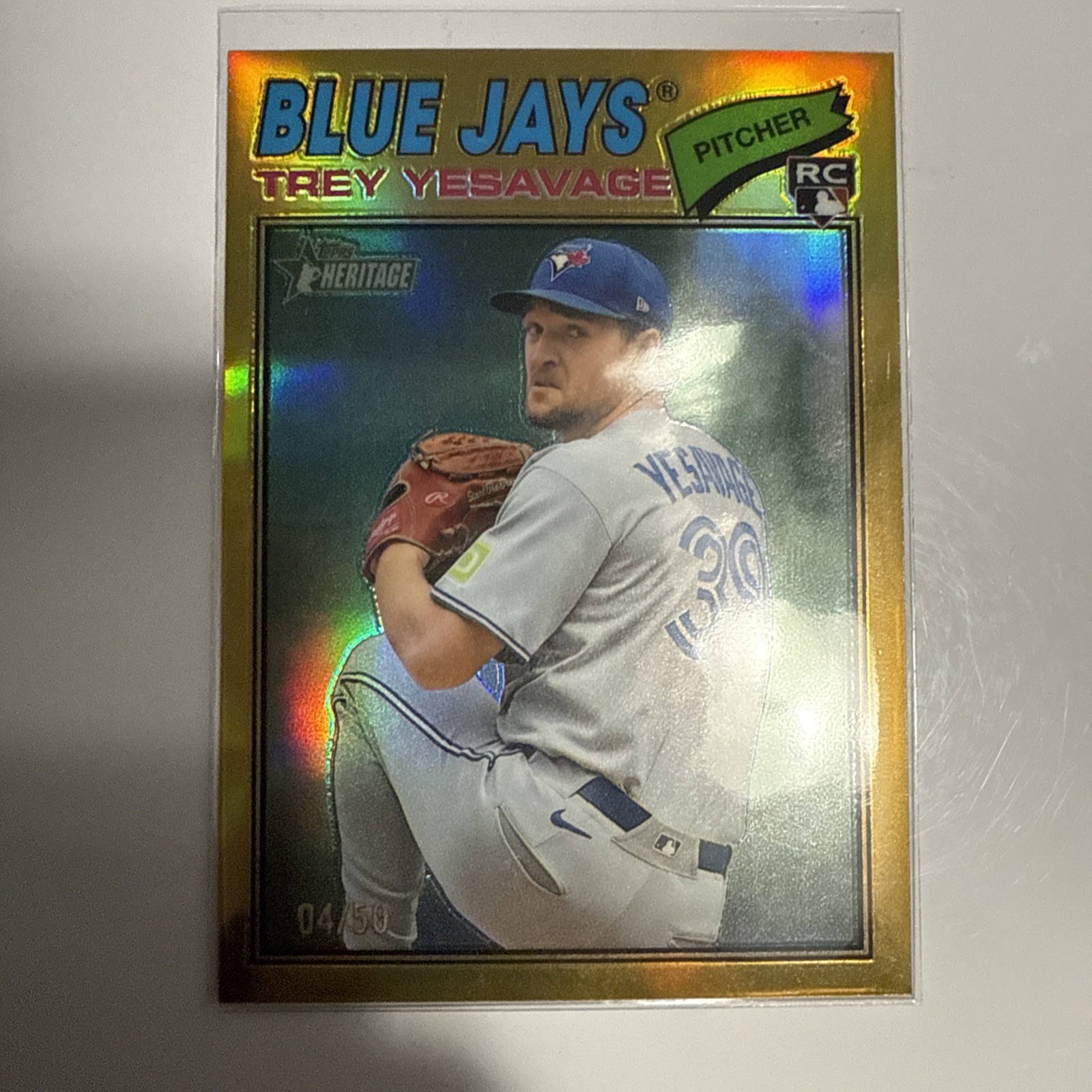 Topps 2026 Heritage Chrome Gold Refractor #245 Trey Yesavage Blue Jays /50