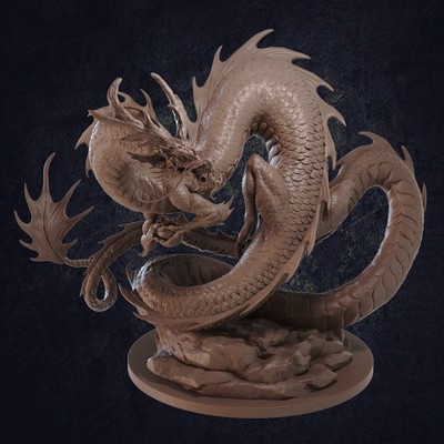 Asian Fire Dragon - 3d Printed Miniature - Sci-Fi - D&D - Pathfinder