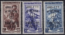 TRIESTE ZONA A 1951 FIERA DI TRIESTE 3 VALORI G.O MLH* CENTRATI