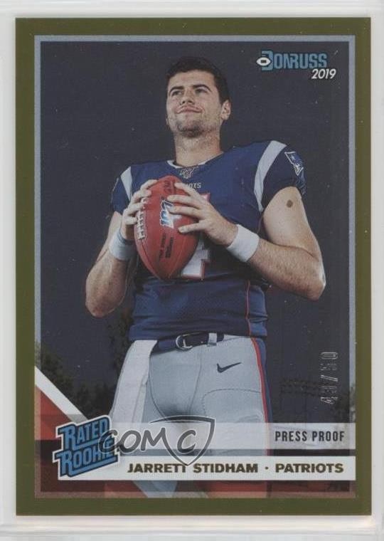 2019 Panini Donruss Rated Rookie Press Proof Gold 43/50 Jarrett Stidham #307 1u6