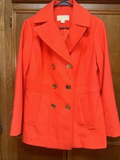 Michael Kors Orange Wool Blend Pea Coat. Size 12 Perfect Condition. Extra Button