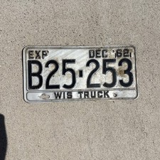 Plaque d'immatriculation camion Wisconsin 1962