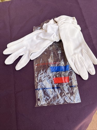 Vintage Nylon Formal dress gloves Double Scrunch S new Old Stock white Gaymode - Picture 6 of 7