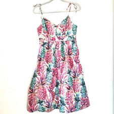 J. Crew Pink Pineapple Ratti Print Midi Cotton Sundress Resort Cruise Size 6