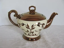 Myott Son Old Lustre Ware Copper-Leaves -England- Small 2 Cup Teapot w Lid