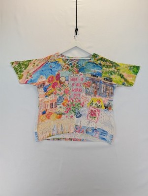 Made in Italy buntes Netz Collage Print Top Größe 16-22