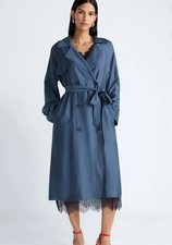 The Devil Wears Prada Scoop Women's Faux Silk TrenchCoat Size L 12-14