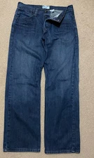 Levi's Silvertab True Straight Jeans Mens 34x32 Dark Denim Baggy Fade Y2K EUC