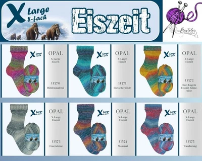 "Opal XLarge Eiszeit 8fach" 150g Sockenwolle mulesingfrei für warme Socken