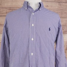 Ralph Lauren Dress Shirt Mens 17 34/35 Yarmouth Purple Gingham Button-Down
