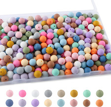 240Pcs 12Mm Silicone Beads for Keychain Making, Mixed Color round Silicone Beads
