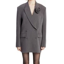 Bardot Gray Joelle Long Sleeve Tuxedo Minidress- Size Medium