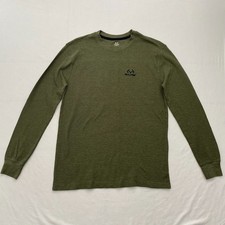 Realtree Shirt Mens Large Green Waffle Knit Thermal Pullover Outdoor Gorpcore