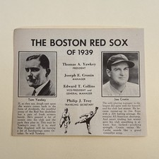 Boston Red Sox Joe Cronin Tom Yawkey 1939 Annual Baseball 5X6 Picture