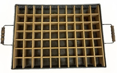 Handmade Metal Mesh Divided Tray 70 Slot Wood Grid Organizer 17.5''