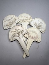 Vintage Herb Garden Markers 7.5"  Oregano Sage Thyme Rosemary Parsley 5 Lot