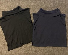 Vintage Turtleneck Womens One Size Black Navy Layering Dickey Lot 2 Faux Layer