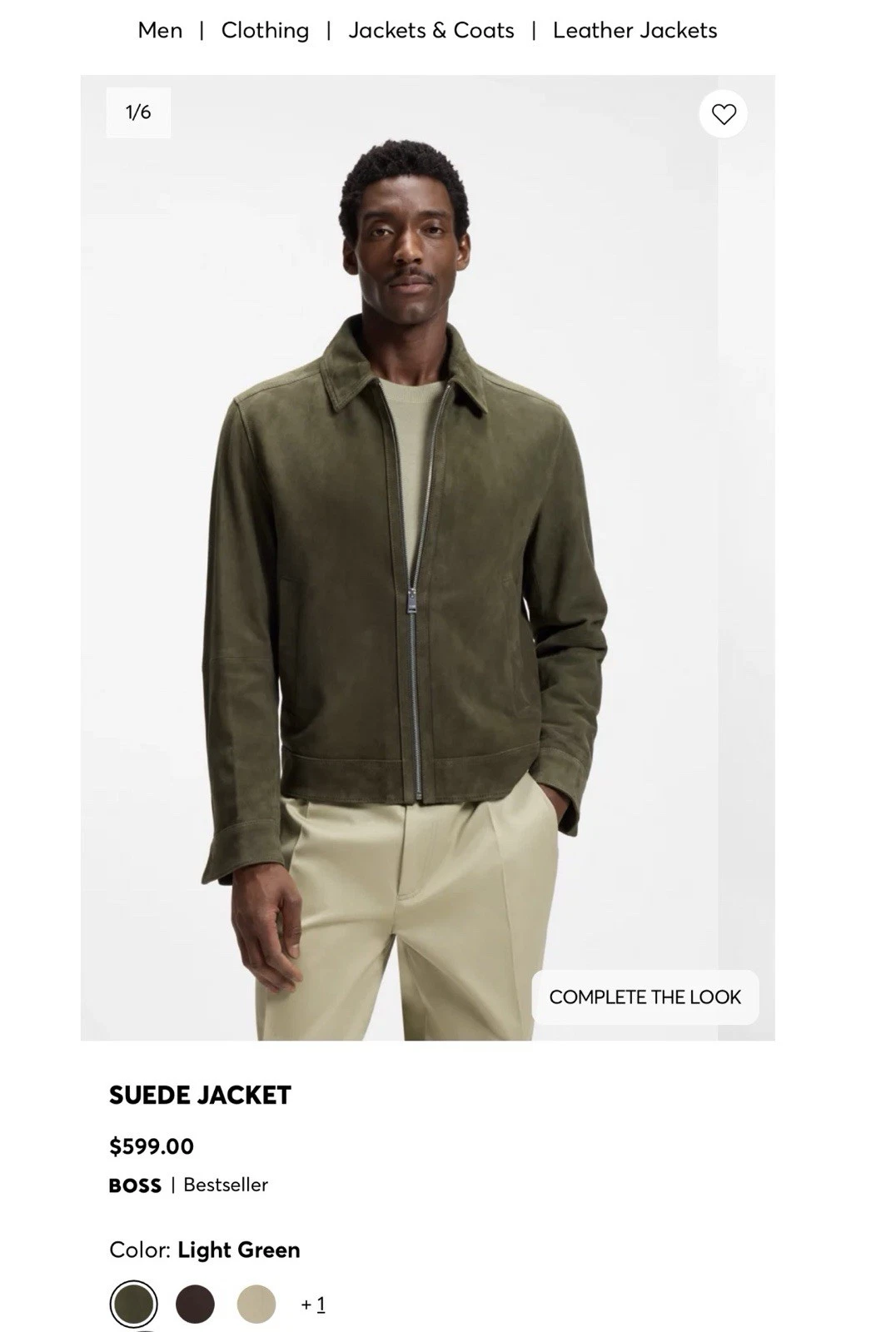 BOSS Light Green authentic Suede Zip Jacket Mens 38R image 7