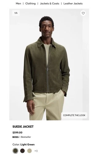BOSS Light Green authentic Suede Zip Jacket Mens 38R image 7