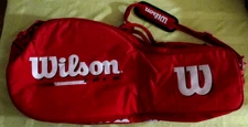 WILSON TOUR VINTAGE TENNIS RACQUET BAG CASE HOLDS 4-6 RED VINTAGE SPORTS PIECE