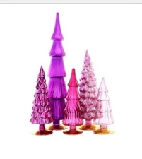 Cody Foster & Co Translucent Green Glass Trees Set of 5