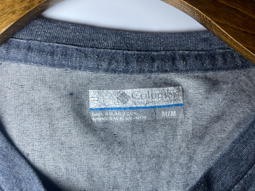Columbia T-Shirt Mens Size Medium Grey Blue Cotton Poly mix Hiking Walking - Picture 4 of 9
