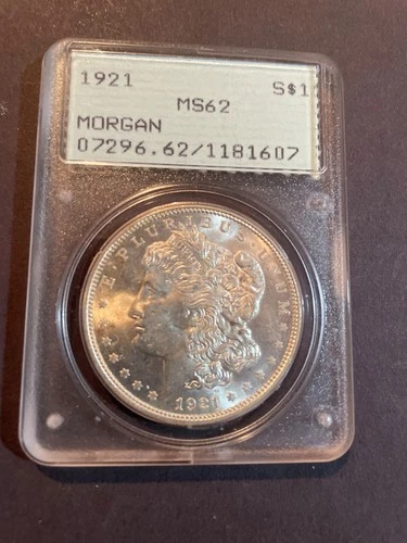 1921 morgan silver dollar ms62 old label