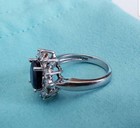 14k White Gold Cocktail Ring w/ Oval Natural Sapphire & Diamond Halo Setting — photo 4