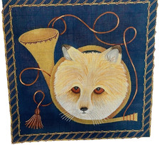 Fox in Hunting Horn hand painted needlepoint canvas by JP