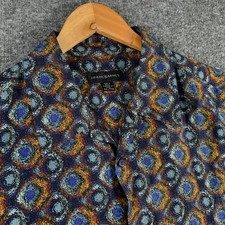 Jhane Barnes Shirt Men XL Silk Linen Abstract Retro Hippie 70?s Optical Ilusion