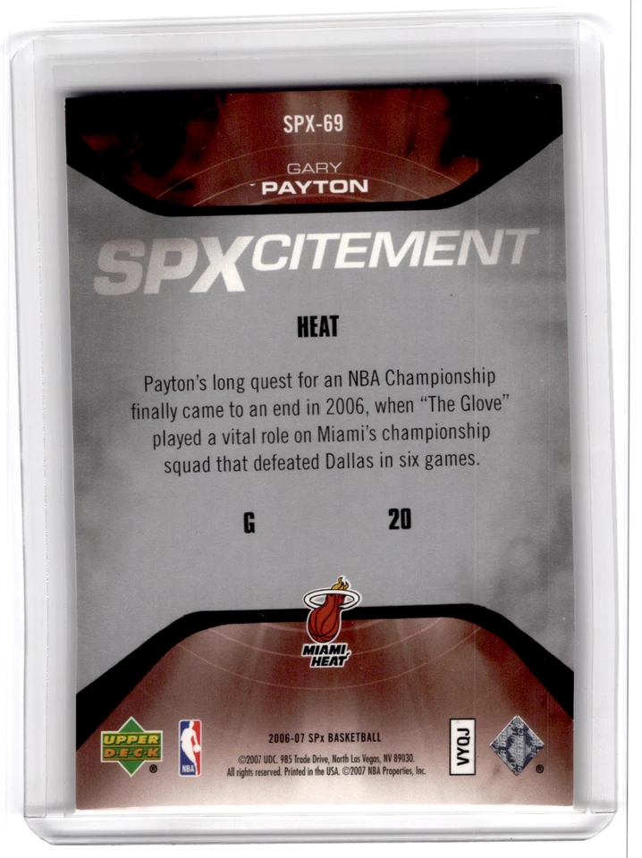 Gary Payton 2006-07 Upper Deck SPX Insert #SPX-69 /2999 - Image 2 of 2