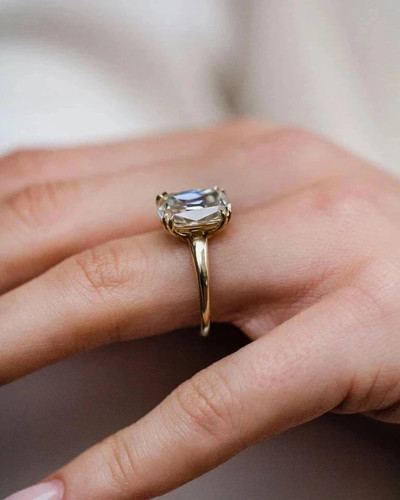 4Ct Cushion-Cut VS1 Lab Grown Diamond Solitaire Engagement Ring 14k Yellow Gold - Picture 4 of 8