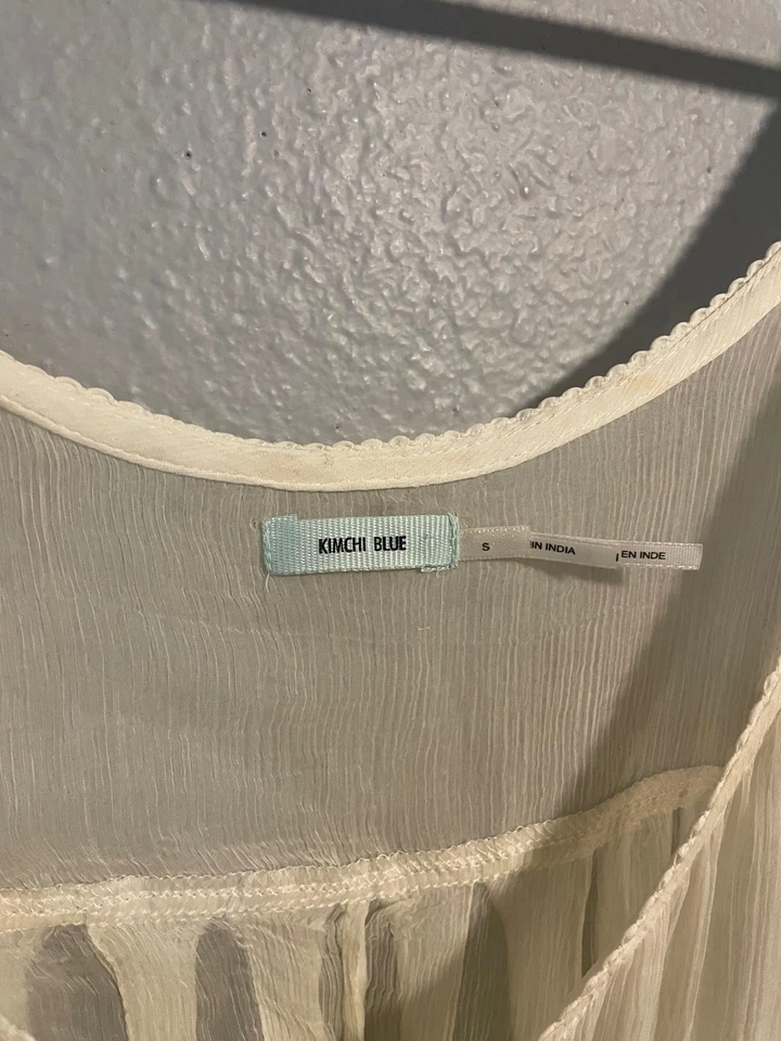 Kimchi Blue Dress Womens Small Off White Sheer Tank Layer Ruffle Hem Fairy FLAW - Image 4 of 4