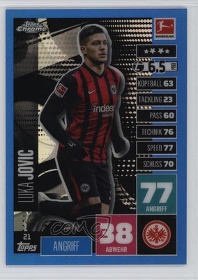 2020 Topps Chrome Match Attax Bundesliga Blue Refractor /150 Luka Jovic #21 0ze3