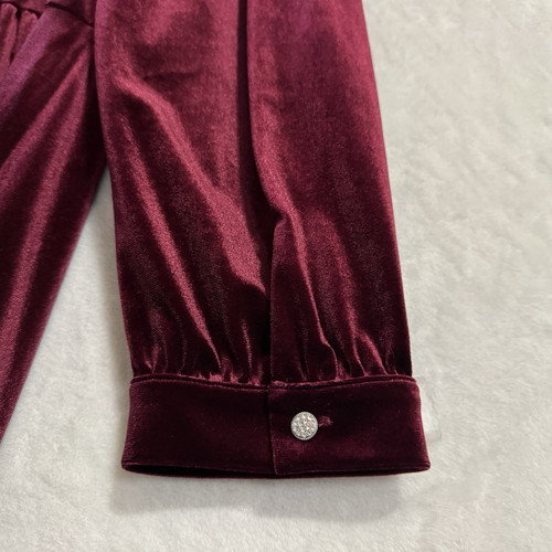 Jude Connally Henley Velvet Mini Dress Size XL Garnet Maroon Boho Gypsy Witch - Picture 15 of 16